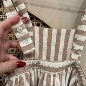 Rylee + Cru Rust Retro Stripe Pinafore Dress in size 6-7 years